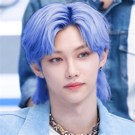 felix blue hair|felix with long hair skz.